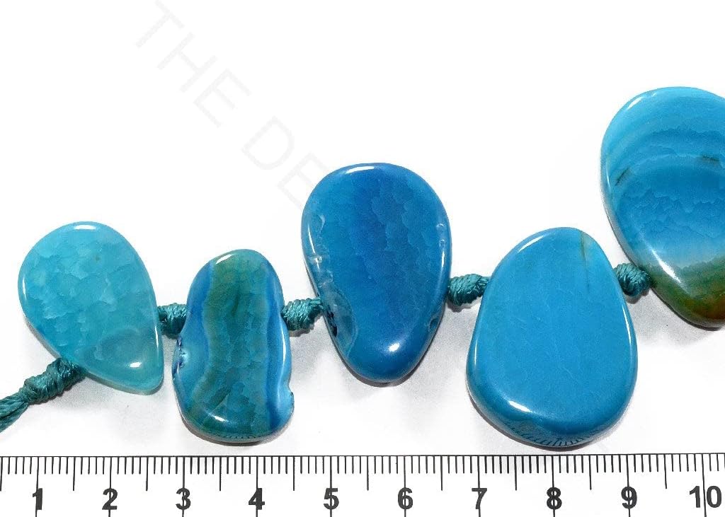The Design Cart Blue Uncut Agate Stones for Bracelet Necklace Jewelry Making, Package of 5 Strings KAR-270619-020