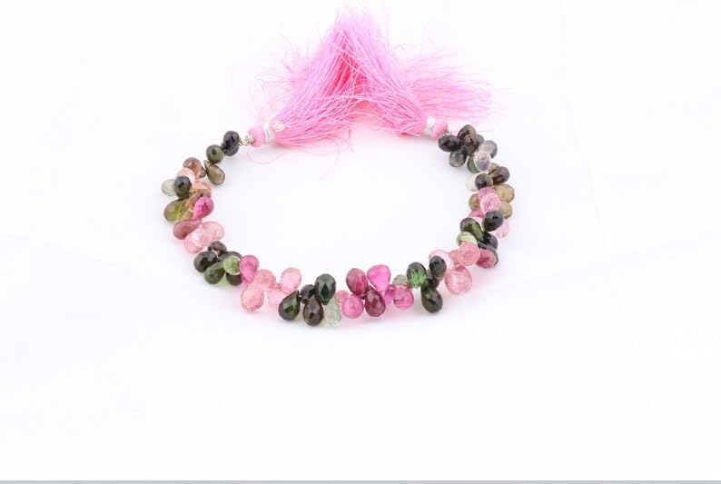 Multi Tourmaline Faceted Drops Shape Beads 6 * 8 mm Briolette Tourmaline Drops Beads Tourmaline Side Cut Drop Wholesale Beads for Making Jwelery