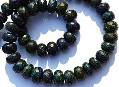Very Rare Natural Gem Australian Matrix Black Opal Big 10 to 11MM Faceted Rondelle Beads 17 Inch Full Strand Finished Necklace Rare Gem