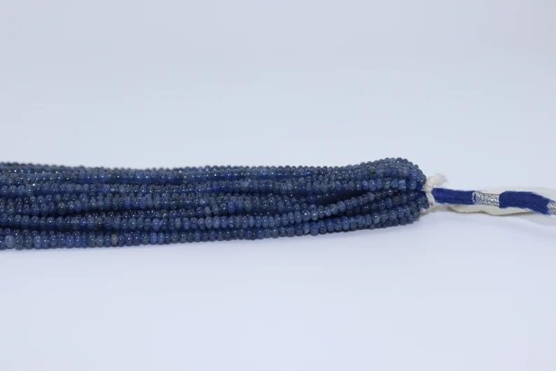 Burma Blue Sapphire Smooth Rondelle Beads 3-4 mm Blue Sapphire Smooth Beads Blue Sapphire Rondelle Beads Wholesale Beads
