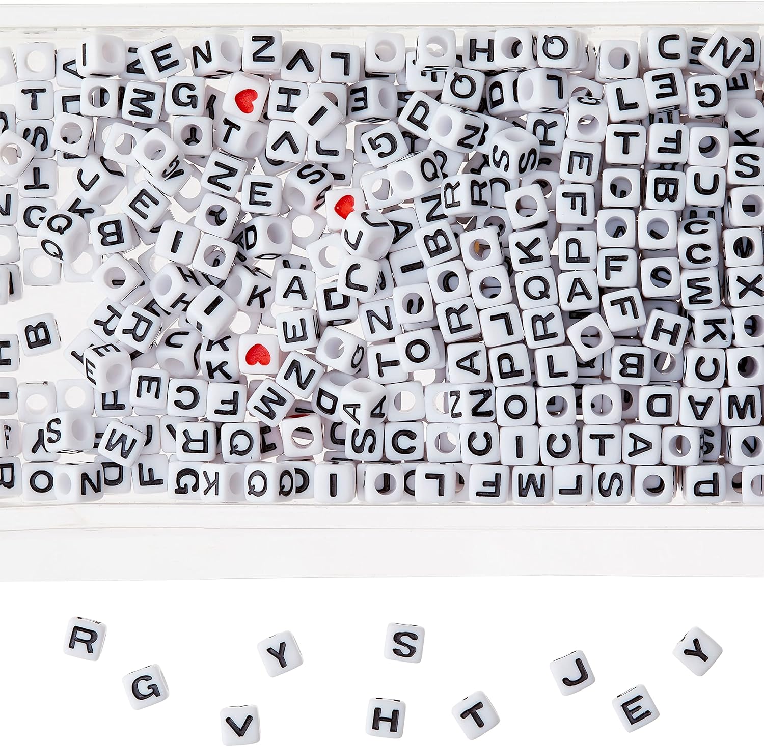 Bead Landing White Alphabet Cube Crafting Beads, 6.7mm, 12 Packs: 570 ct. (6,840 Total)