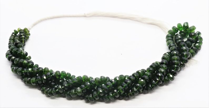 Natural Chrome Diopside rondella Faceted Beads 4-7 mm 17 inch Long String Jewelry Making Gemstone Beads for Necklace Bracelet