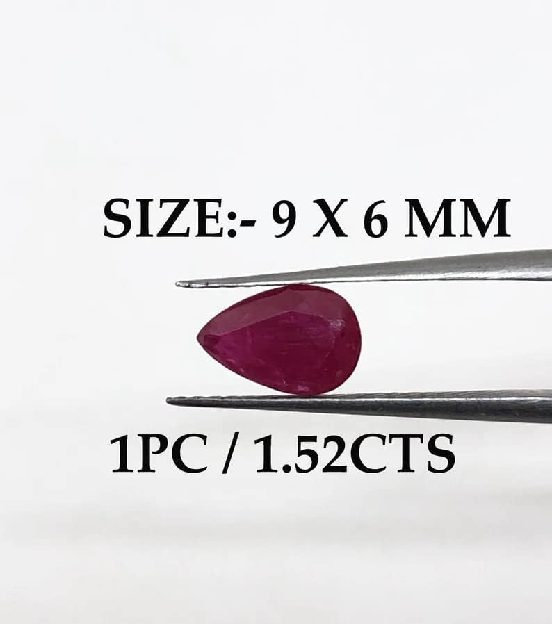 1.52 Ct Natural Certified Ruby, Pear Shape, Size 9x6 mm, Cut Faceted,Top Quality Loose Gemstone, Jewelry Making gemstone, wholesale price Ruby