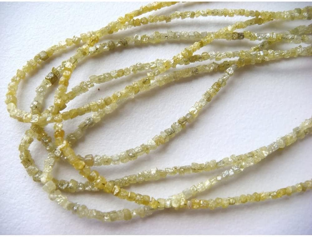 1.5mm To 2mm Yellow Rough Diamond Box Cubes, Yellow Raw Diamonds, Raw Box Diamonds Beads, Conflict Free Diamond Beads (4IN T0 16IN Options), 1.5-2 MM