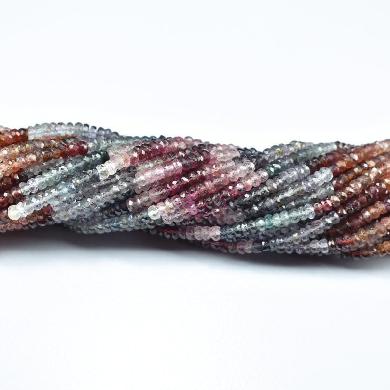 Natural Multi Spinel roundella Faceted Beads 3.5mm 13 inch Long String Jewelry Making Gemstone Beads for Necklace Bracelet