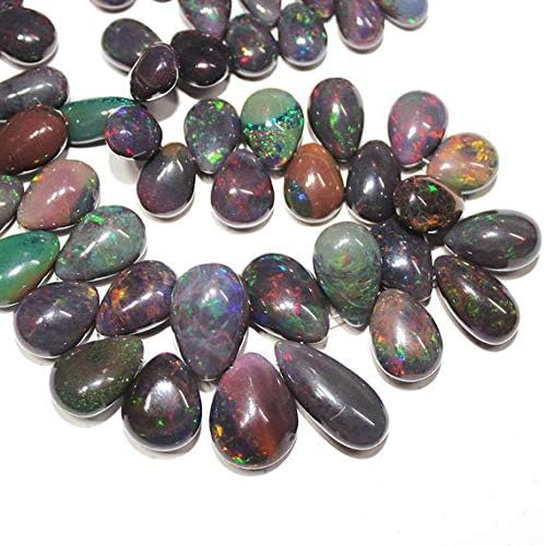 1 Strand Black Opal pear Drop Smooth 12'' Long Strand Gemstone Beads, Jewelry Supplies for Jewelry Making, Bulk Beads, for Meditation Jewellery for Reiki Healing Mystic Gemstone 8mm to 17mm