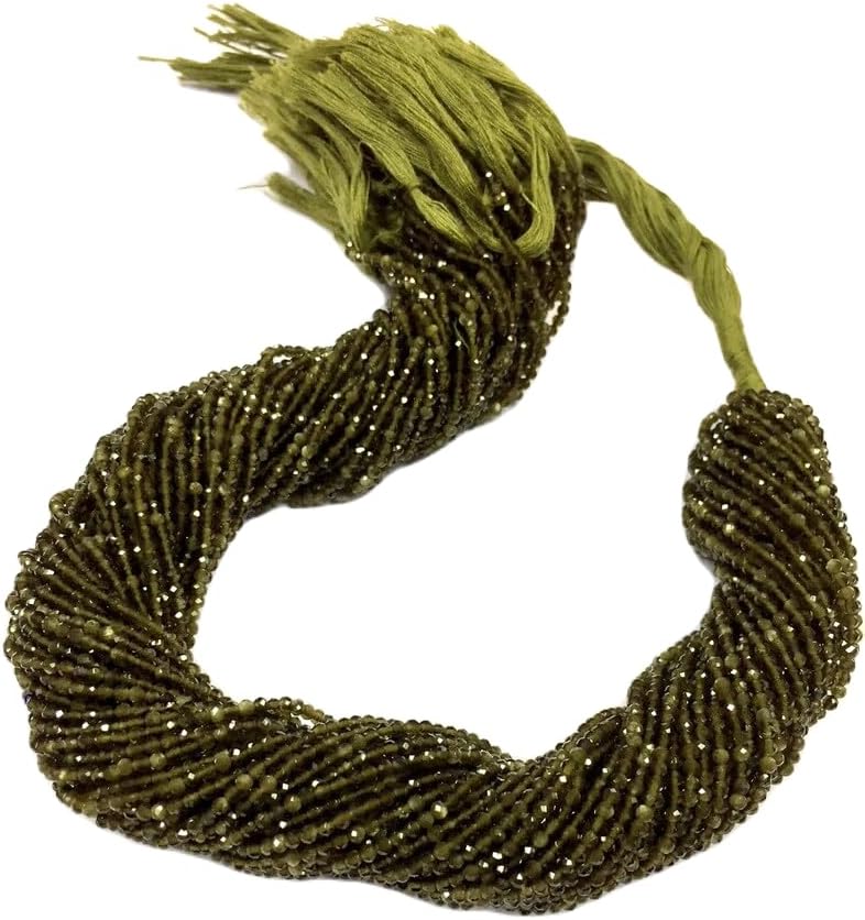 13 inch Strand of Natural gem Green Cat's Eye, 2mm rondelle Faceted Beads for DIY Jewelry Making. | Beads_04157