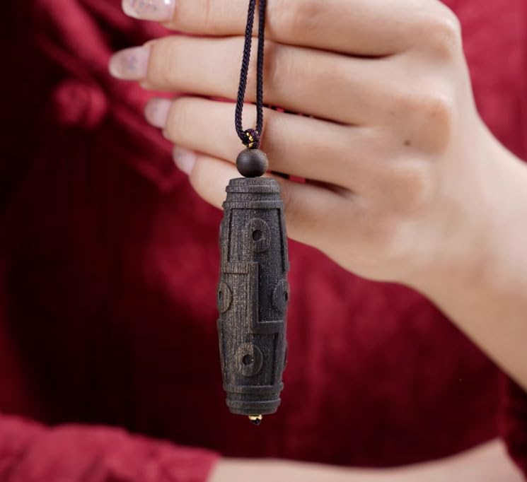 Agarwood Natural Vietnam Nha Trang Agarwood DZI Pendant Lucky Beads 60mm*20mm