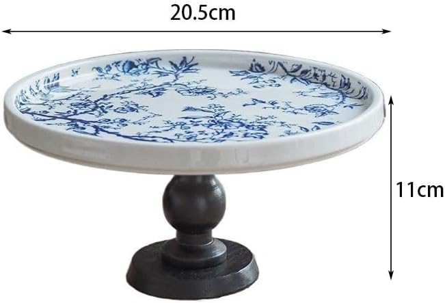 Tray Chinese Retro Blue and White Wooden High-Foot Tray Aromatherapy Refreshments Fruit Storage Tray Home Decoration Storage Tray Serving Trays(Black)