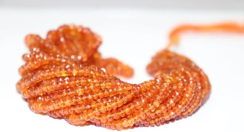 Spessartite Garnet Faceted Rondelle Beads 3.5-5.5 mm AAA Garnet Beads Orange Garnet Beads Fanta Garnet Faceted Beads
