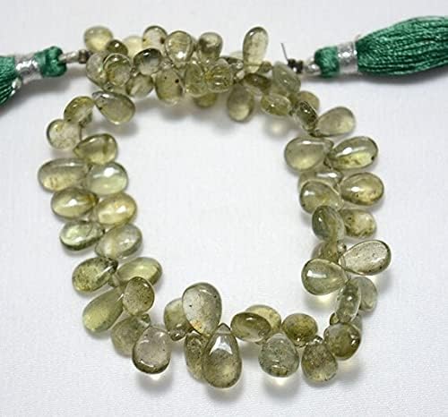 8 inch Strand of Natural Aquamarine 5x7-6x10mm pear Smooth briolette Beads for DIY Jewelry Making. |BRIO_00656