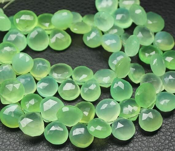 8 inch Strand of Natural Chalcedony 9mm12mm Drop Faceted briolette Beads for DIY Jewelry Making. |BRIO_01703