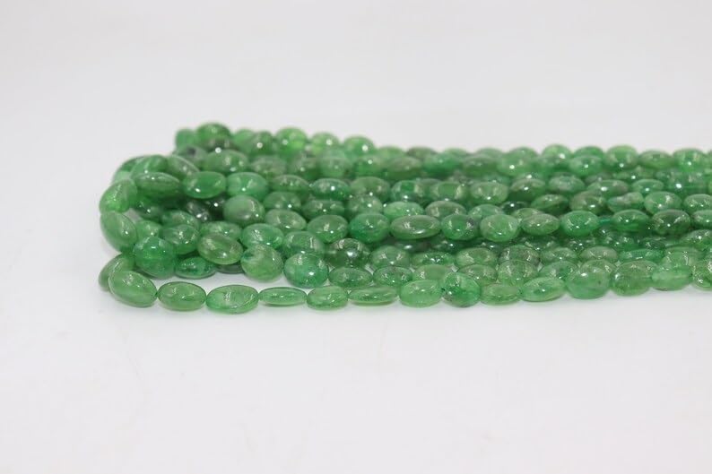 AAA Tsavorite Smooth Oval Shape Beads 7 * 9 mm savorite Plain Oval Shape Beads Tsavorite Plain Beads Strand for Jewelry