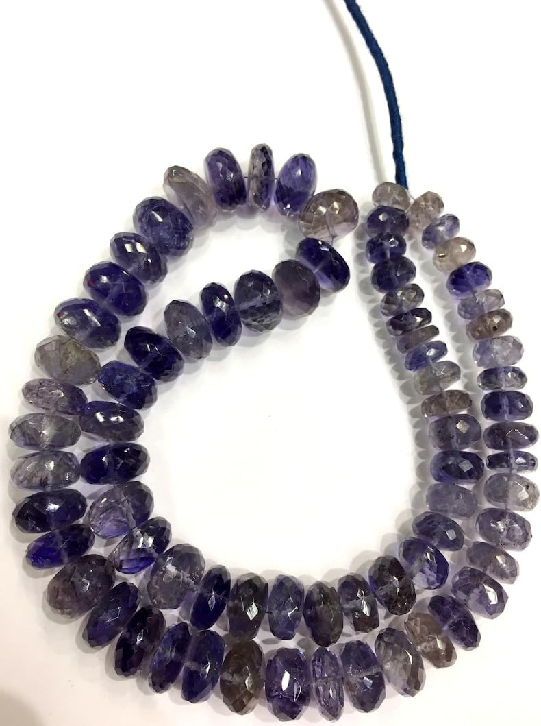 13 inch Strand of Natural gem Iolite, 4-10mm rondelle Faceted Beads for DIY Jewelry Making. | Beads_04915