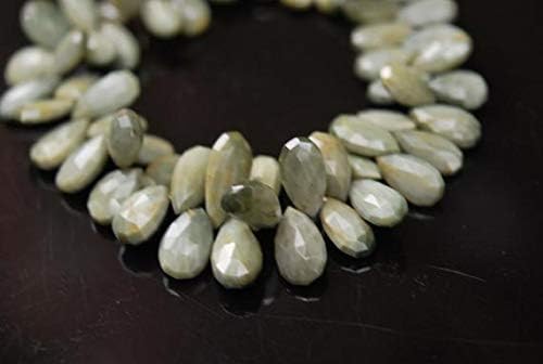 Grey Cats Eye Faceted Pears 12 to 14.5 mm 30 Beads Code-HIGH-61816