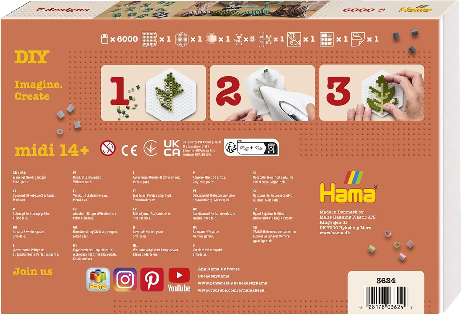 Hama Perlen 3624 Iron-On Beads 3D Birthday Train Art with Approx. 6,000 Midi Beads, 3 Pin Plates and 4 Connectors, Motif Template, Ironing Paper, for Children from 14 Years