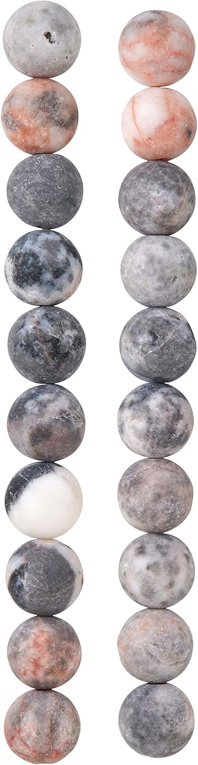 Bead Landing Pink & Purple Zebra Agate Round Beads, 10mm, 12 Pack