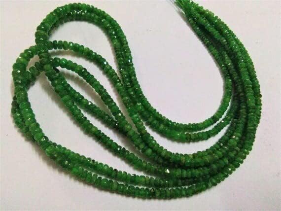 Natural Tsavorite 3 to 5mm Faceted rondelle Beads, Tsavorite Faceted rondelle Beads 16 Inches