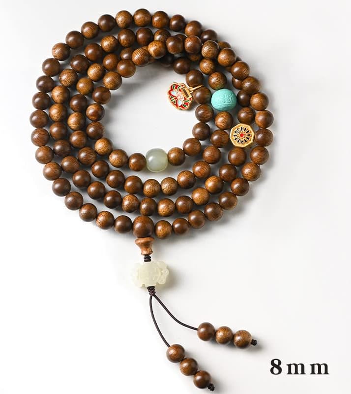 Mascot Exorcism Ward Off Evil Spirits Bring Lucky 越南惠安沉香木手串108颗转运珠佛珠手链68mm男女士情侣念珠项链(6mm款)