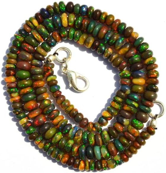 BEADS GEMSTONE 1 Strand Natural Ethiopian Opal Smooth 4 to 5MM Rondelle Beads Necklace 18 Inch Code-HIGH-11611