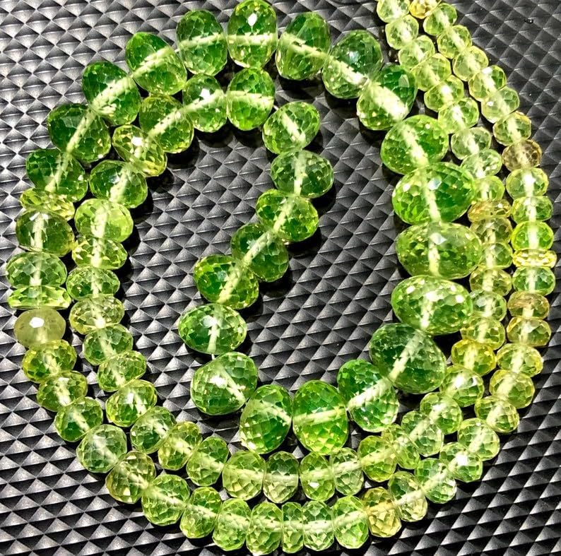 Natural NEON Green Spinel Roundelle Faceted Beads 6-12 MM 20 inch Long String Jewelry Making Gemstone Beads for Necklace Bracelet