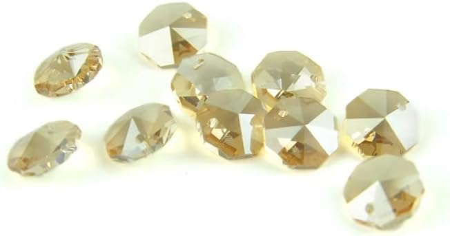 100/500/1000PCS Champagne 14mm Octagon Beads with 1 Hole/2 Holes Lamp Parts Beads Strand Component for Home Wedding & DIY