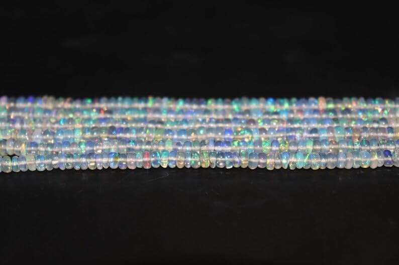 Ethiopian Opal Bead Opal Rondelle Beads 4-4.25 mm Opal Plain Beads Fire Opal Beads Flashy Opal Beads for Making Jwelery