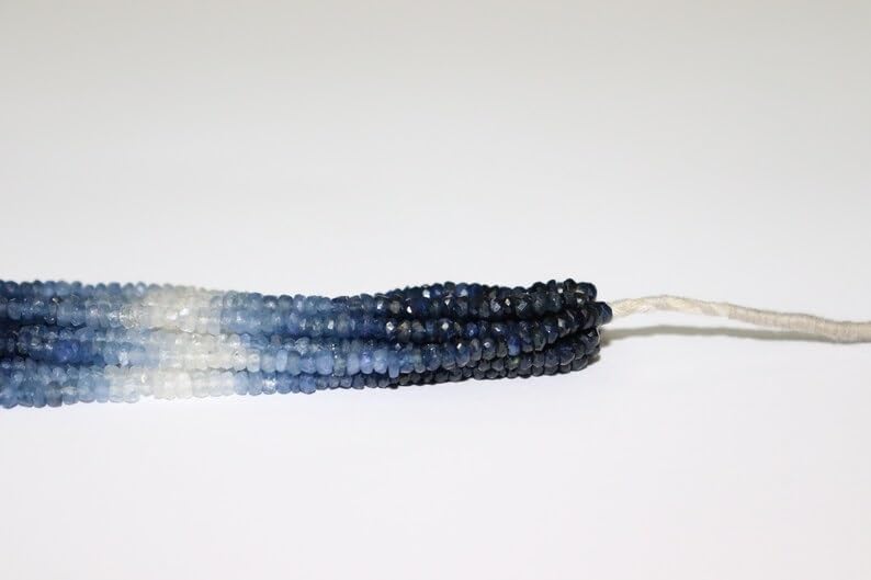 2.5-3mm Natural Blue Sapphire Faceted Rondelle Beads Blue Sapphire Rondelle Wholesale Beads 10 Strand for Jewelry Making