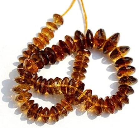 13 inch Strand of gem Beer Quartz Button Faceted Brown Beads for DIY Jewelry Making. Beer Quartz Beads Strand #Code - BDSSTR-02236