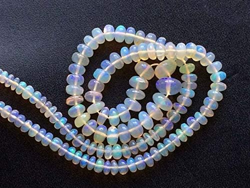 13 inch natural beads strand of 4-7mm smooth rondelle ethiopian welo opal gemstone beads for DIY jewelry - necklace, bracelet, earring, ring.