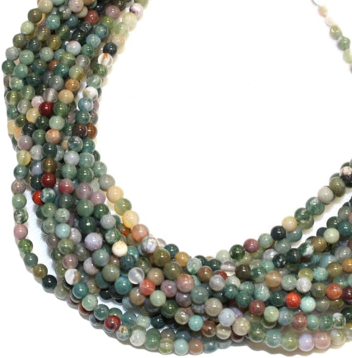 13 inch Strand of Natural gem Indian Agate, 8mm Round Smooth Beads for DIY Jewelry Making. | Beads_04814