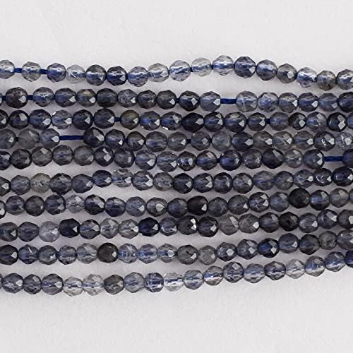13 inch Strand of Natural gem Iolite, 2mm Round Faceted Beads for DIY Jewelry Making. | Beads_04907