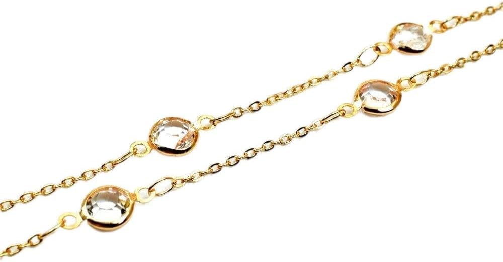 18K Pinky Gold Filled EP Chain Rhinestone Width 7mm Thickness 3mm Gold-Filled findings for Gold Filled Sold by Foot PGF29