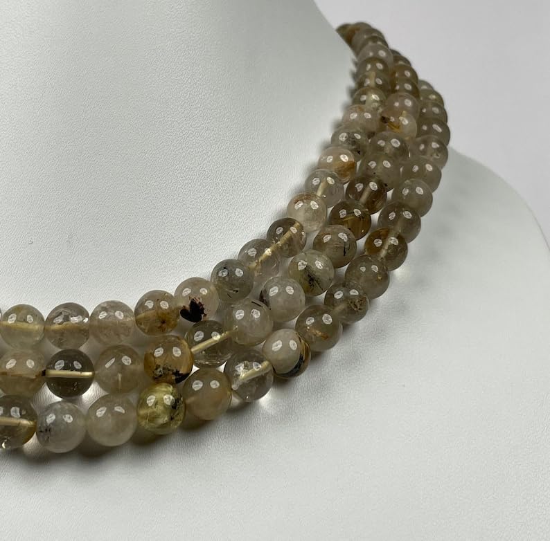 Natural Natural Golden Rutile Quartz rondella Smooth Beads 7-8mm 18 inch Long String Jewelry Making Gemstone Beads for Necklace Bracelet