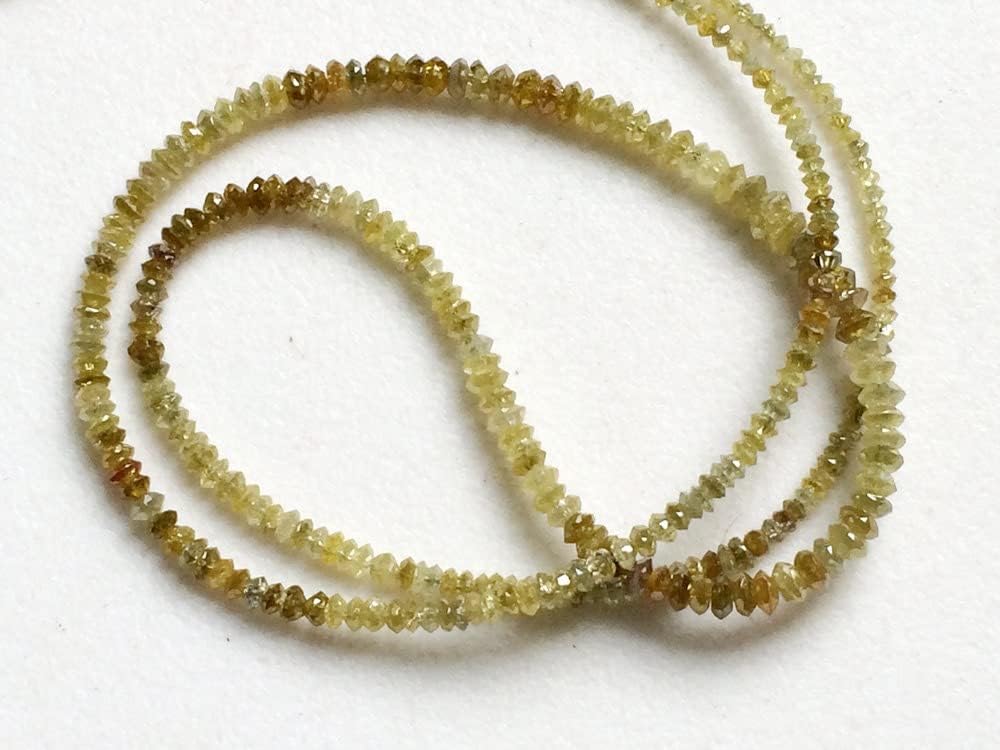 1.5-2.5mm Yellow Sparkling Diamonds, Yellow Faceted Diamond Saucer/Thali Beads, Diamond Beads For Jewelry (4IN To 16IN Options) - DSA17, 1.5-2.5 MM Approx.