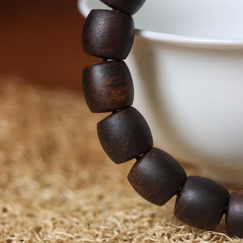 Vietnam Nha Trang Agarwood White Aquilaria Drum Bead 10mm×19 Pieces Sinking Cooling with Floral Honey Scent Prayer Beads Bracelet