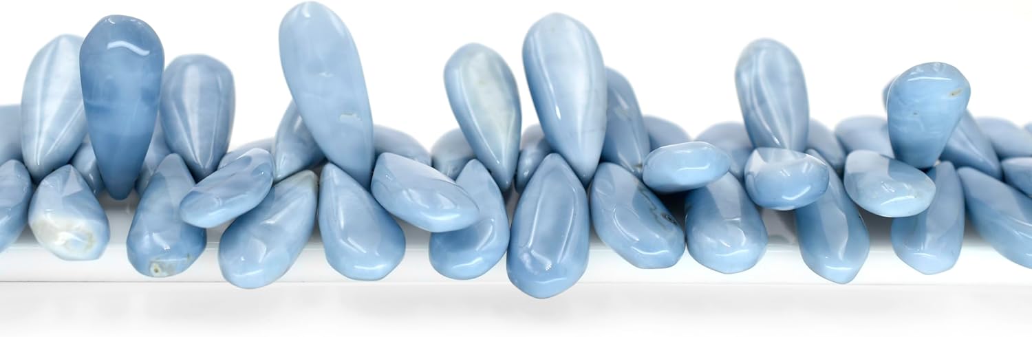 Natural Blue Opal Gemstone for Pendant Necklace Healing Crystal Loose Stone Beads for Jewelry Making DIY Craft Project Faceted Bead Wholesale Lot 10X24 to 10X27 mm Beads 8 Inch Strand