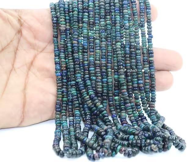 AAA+ Black Opal Smooth Rondelle Beads 3.5-5.5 mm Black Opal Plain Beads Fire Opal Beads Flashy for Making Jwelery