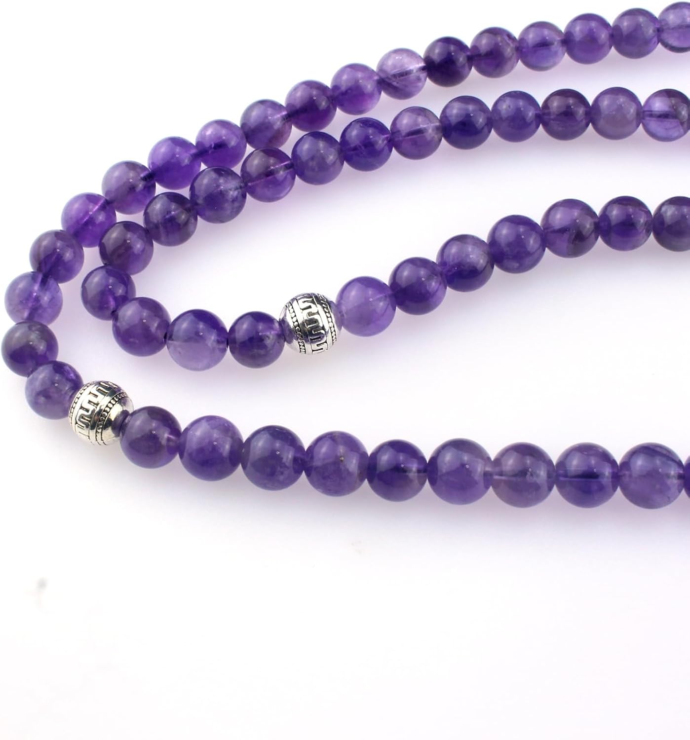 Muslims Islamic Dhikr Tasbeeh Tasbih Prayer Beads, Amethyst Purple Crystal 99 Beads with Tassel