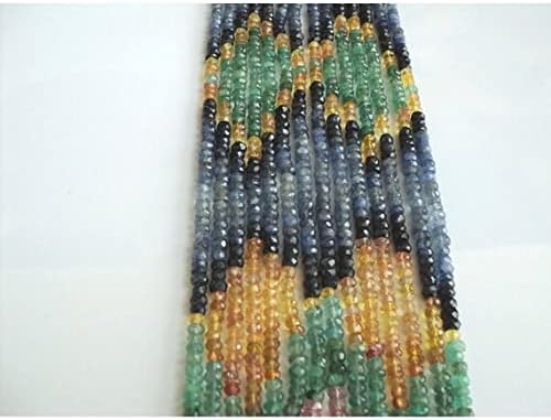 BEADS GEMSTONE 1 Strand Natural Multi Sapphire Faceted Rondelles - 3mm to 5mm 15 Inch Code-HIGH-18303