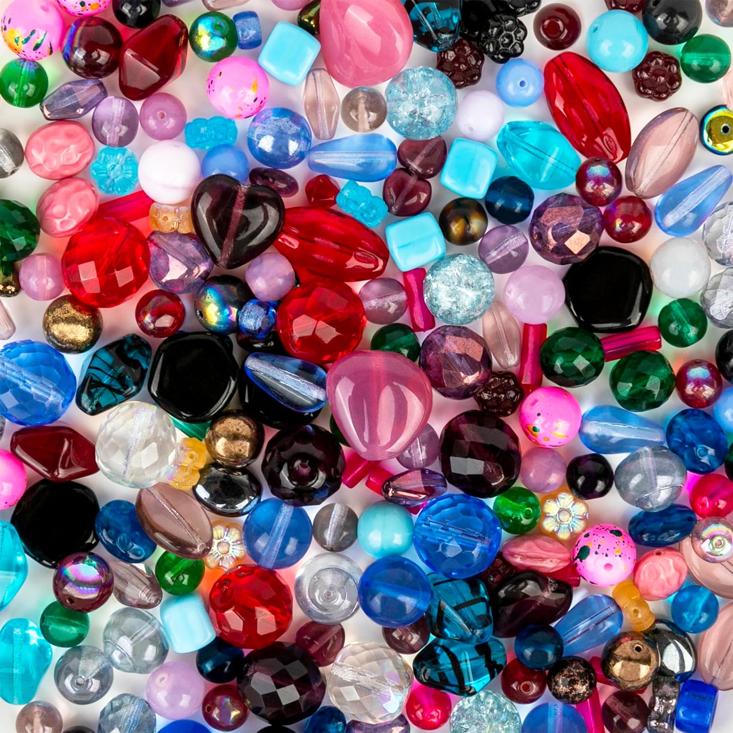 One Pound Assorted Glass Beads for Jewelry Making, DIY Lamp Work, Arts and Crafts, and Decorative Hobby Artistry, Colorful Crystal Assortment Bulk Mix, 4-18mm (Mixed Colors) (12)