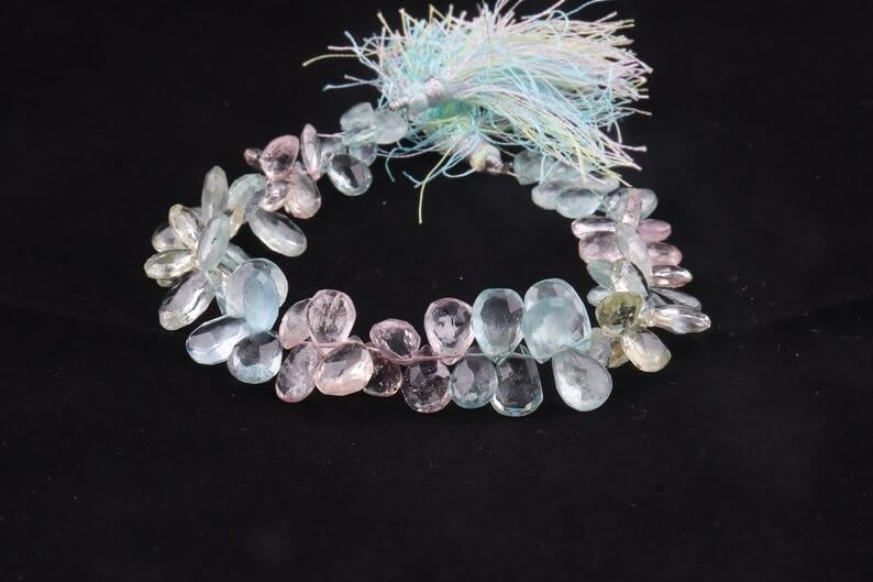 Multi Aquamarine Faceted Pear Shape Beads 6 * 9-7 * 10 mm Multi Aquamarine Beads Aquamarine Pear Shape Beads Multi Aquamarine Side Cut Beads