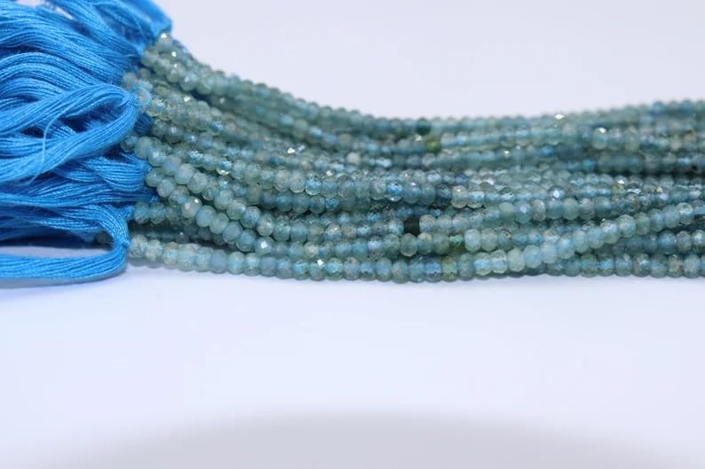AAA+ Quality Blue Tourmaline Faceted Rondelle 3mm Beads Strand for Jewelry Making Natural Tourmaline Gemstone Minimalist Beads