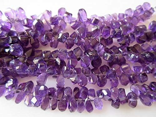 Amethyst Fancy Twisted Briolette Beads, Amethyst Faceted Beads, 14mm to 9mm Each, 7.5 Inch Strand Code-HIGH-47927
