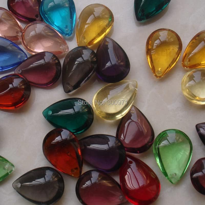 18 Colors Mixed 100pcs/lot 16x22mm Crystal Small Beads Water Drop Tear Oval Pendant