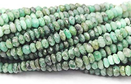 LOVEKUSH LKBEADS Green Emerald Faceted Micro Rondelle Gemstone Loose Craft Beads Strand 14 Inch Long 4mm Code-HIGH-1648
