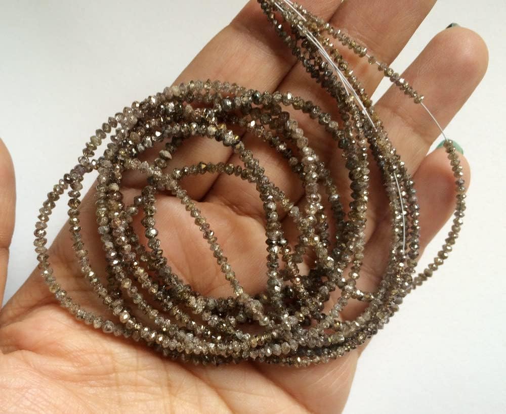1.5-2.5mm Brown Sparkling Faceted Diamonds Beads, Brown Faceted Diamond Rondelle Beads, Brown Beads For Jewelry (4IN To 16IN Options), 1.5 MM - 2.5 MM