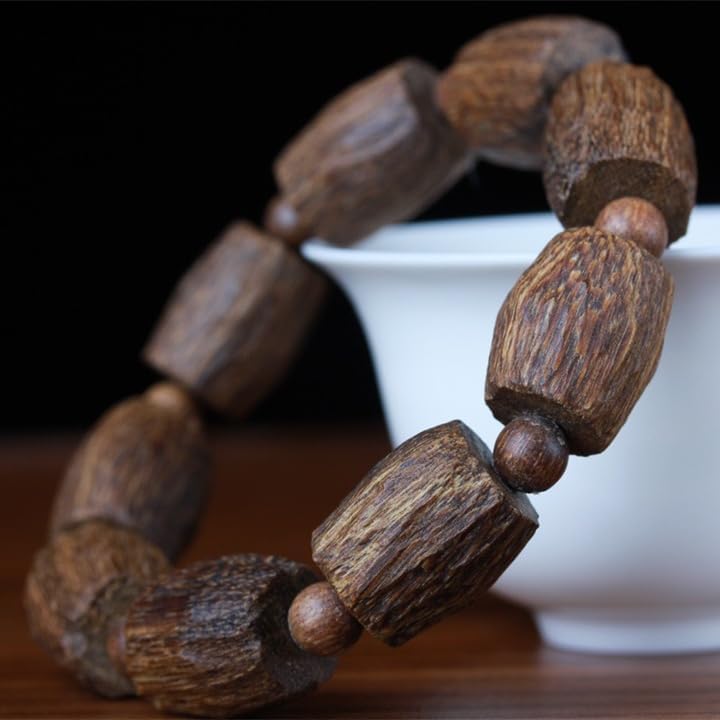 Vietnamese Agarwood sinensis Old Barrel Beads 22mm Freeform Bracelet
