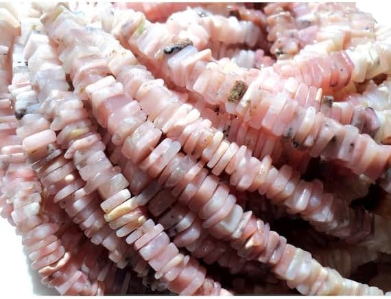 BEADS GEMSTONE 5 Strand Natural Peruvian Pink Opal, Heishi Bead, Spacer Bead, 5mm Beads, Heishi Bead, 16 Inches Code-HIGH-17346