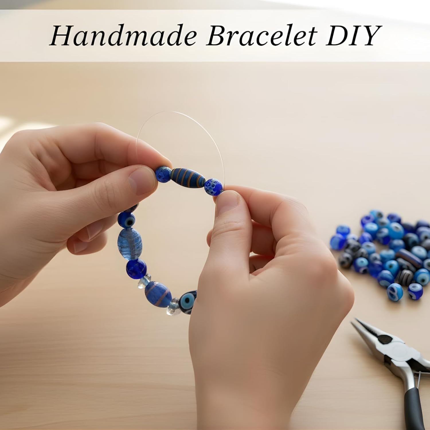 Handcrafted Blue Lampwork Glass Beads | Multi-Shape Fancy Assorted Beads Mix | Available in 50 Strands | Artistic Handmade Beads for Jewelry Making & DIY Crafts.